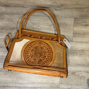 Vintage 1960’s Hand Tooled Leather with Cowhide Purse